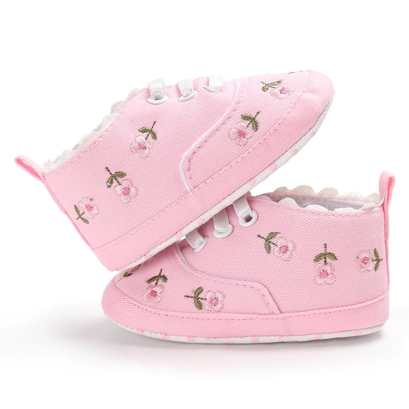 Spring and Autumn Sweet Pink Theme Girl Baby Casual Sports Shoes Soft Sole Comfortable Baby Walking Shoes 0-18M