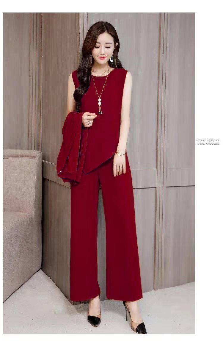 Women's Fashionable Stylish Wide Lady Slimming Fashion plus Size Women Three-Piece Suit