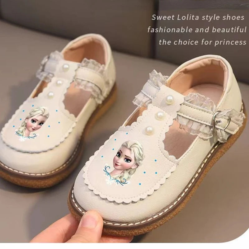 Disney Children's Girls' Leather Casual Shoes Spring Frozen Princess Girls' Soft Sole Non-slip Shoes Baby Shoes Lolita Girls