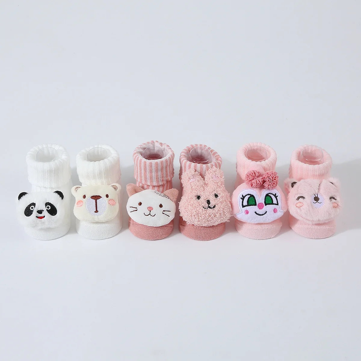 Cute Cartoon Doll Newborn Socks Spring New Baby Soft Solid Prewalker Knitted Sock For Girls Boys Infant Knitting Floor Socks