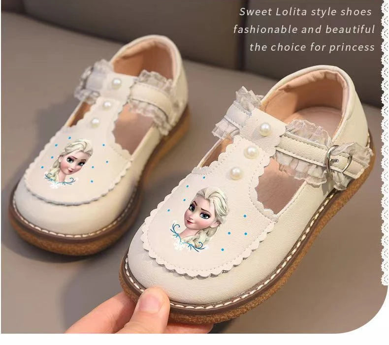 Disney Children's Girls' Leather Casual Shoes Spring Frozen Princess Girls' Soft Sole Non-slip Shoes Baby Shoes Lolita Girls