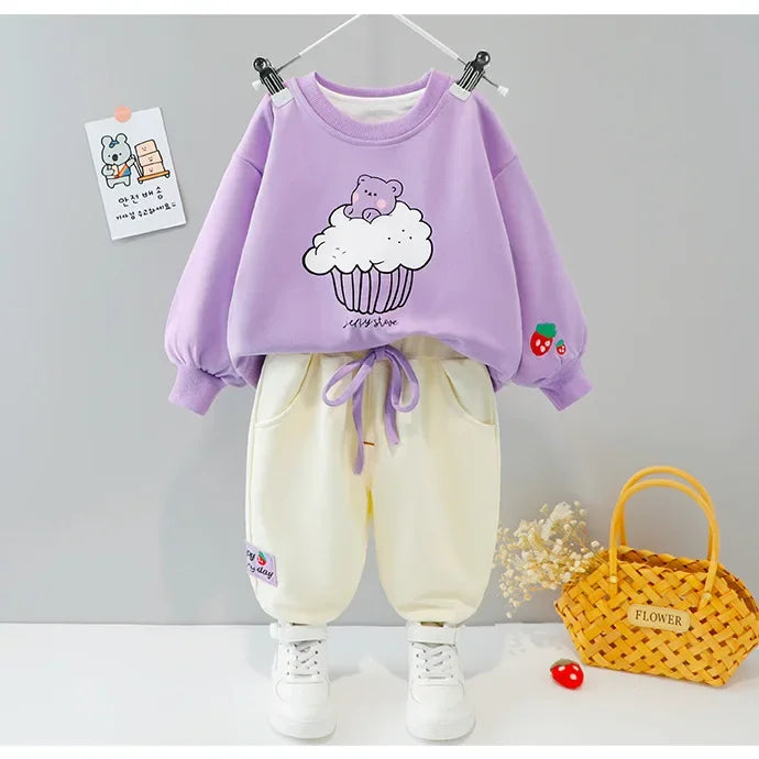 Autumn Girls' Clothes New Suit Children's Autumn Sports Two-piece New Suit Little Girl Baby Casual Sweater Suit Girl Outfit Set