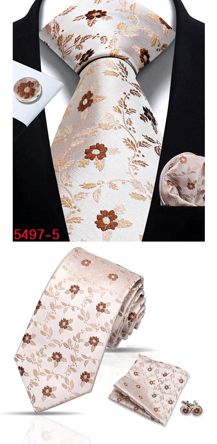 Luxury Floral Wine Ties For Men Wedding Party Business Necktie Handkerchief Cufflinks Set Men Suit Accessories Handmade Gravata