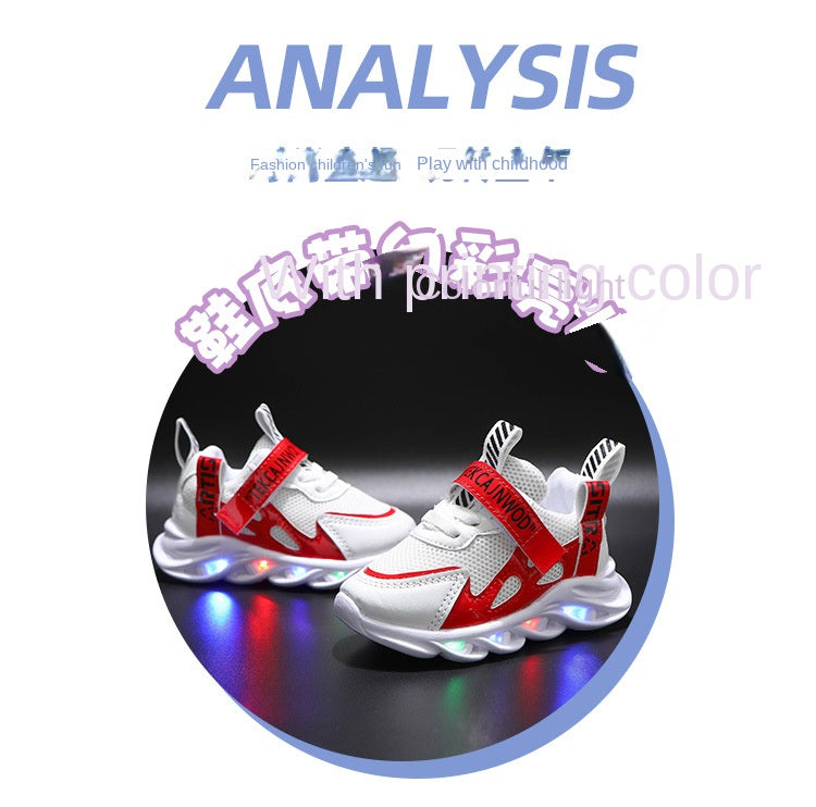 New LED Children Glowing Shoes Baby Luminous Sneakers Boys Lighting Running Shoes  Kids Breathable Mesh Sneakers