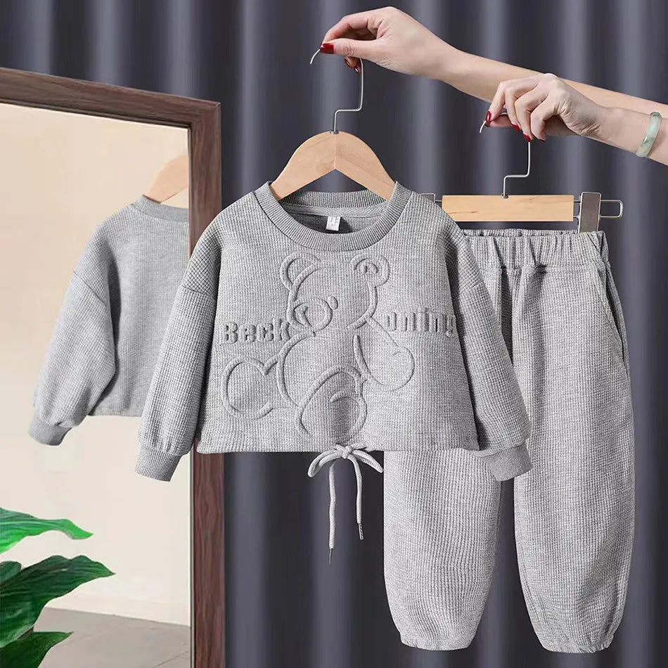 2-8 Years Children Clothing Set Girl Casual Clothes Kids Fashion Bear Outfit 2 Pcs Tops Bottoms Baby Spring School T Shirt Pants