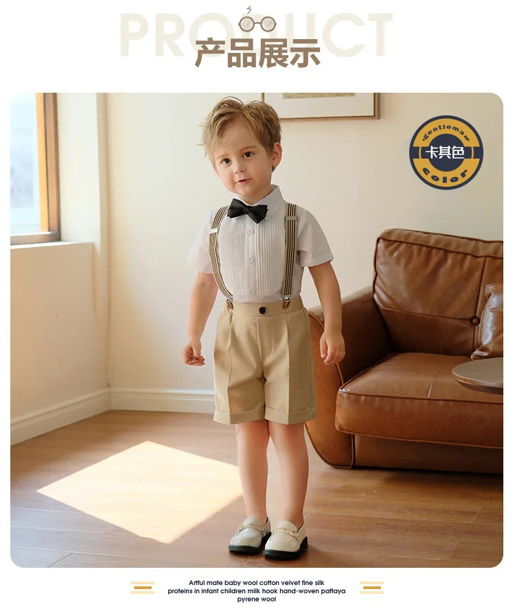 Boys Suit For Wedding Baby Kids Formal Ceremony Tuxedo Dress Children Birthday Photograph Set Evening Party Performance Costume