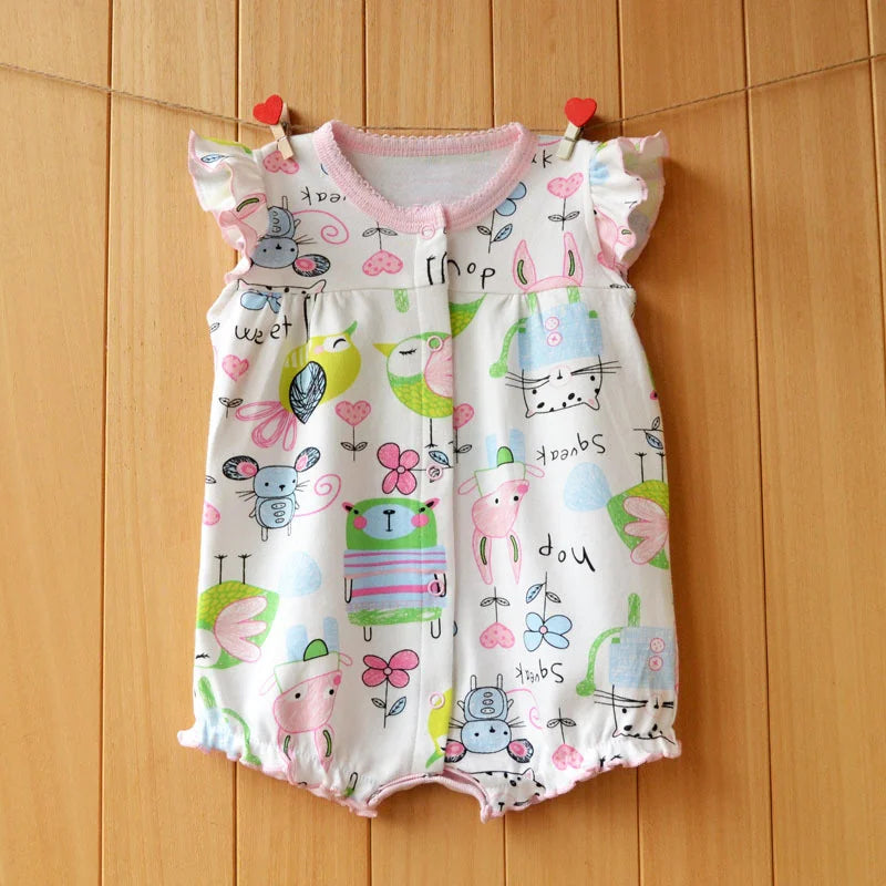 2024 newborn baby Summer clothes rompers for babies girls overalls short Sleeve cotton baby clothing pajamas Baby Girl onesies