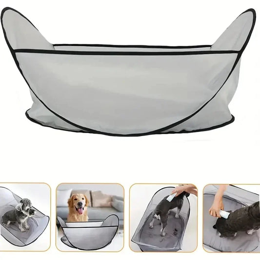 Easy Dog and Cat Hair Catcher Tent - Waterproof Adjustable, Neat Barbering Cape for Easy Trimming and Shaving