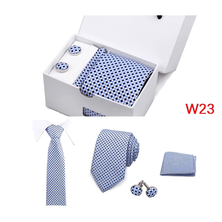 Mens Tie Set In A Box Paisley Ties For Men Gifts Luxury Necktie Pocket Square Cufflinks Wedding Business Formal Suit Tie