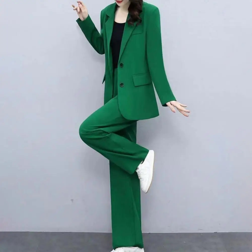 2024 Women Thin Jacket Blazer Casual Pants Formal Two-piece Set Office Lady Business Cardigan Coat Pants Suit Commute Clothes