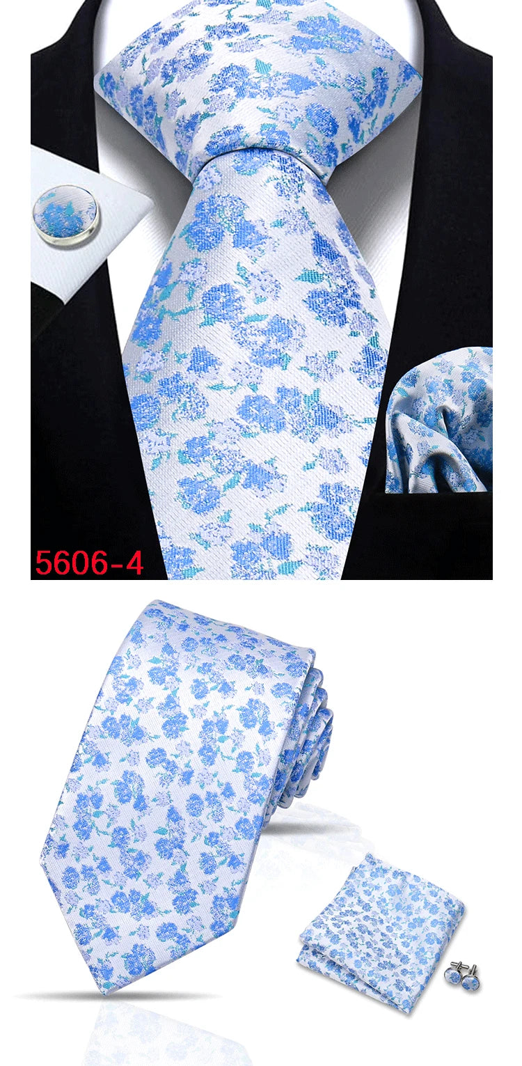 Luxury Floral Wine Ties For Men Wedding Party Business Necktie Handkerchief Cufflinks Set Men Suit Accessories Handmade Gravata