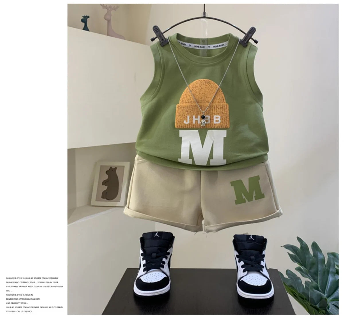 Boys' Summer Vest Set New Fashionable Boys and Baby Sleeveless Clothes Children's T-shirts and Shorts 2-piece Set