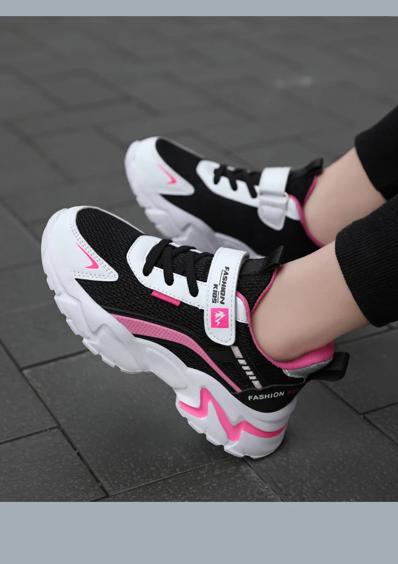 Kids Casual Pink Girls Shoe Outdoor Comfortable Running Shoes Sneakers Breathable Student's Children Boys Sport Walking Footwear