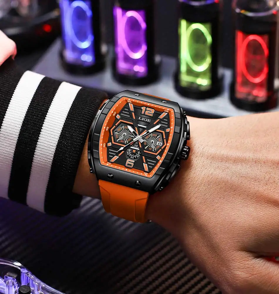 Relogio Masculino LIGE Men Watch Luxury Waterproof Quartz Wristwatch Raise Wrist Luminous Date Sports Silicone Clock Man Watches