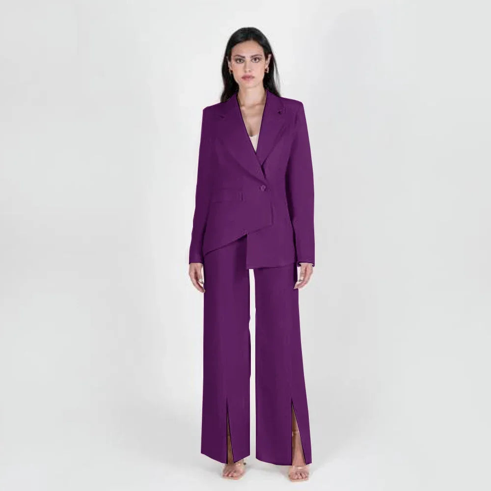 Women's Casual Pants Suit Two-piece Set Fashion and Elegant Female Formal Professional Business Clothing