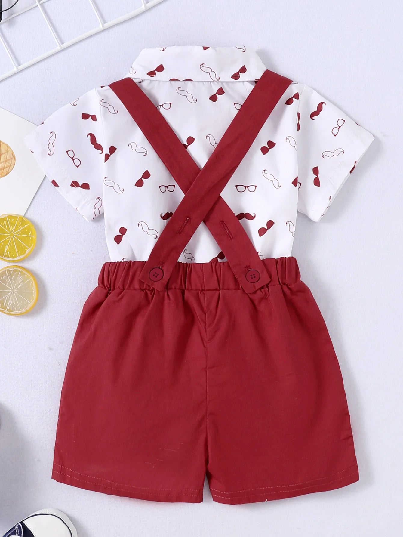 مجموعة اروين التجارية ARWEN&AJH GROUP  2024 European  0-24 Months Baby Boys Costumes Short Sleeve Bodysuit with Bow + Suspender Pants Wedding Parties Festivals Gentleman Clothing