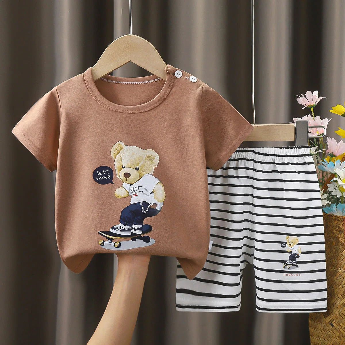 2PCS Children Clothing Suit summer cartoon Children's Sets Cotton T-Shirts Shorts Boys Girls Short sleeve Kids Clothes