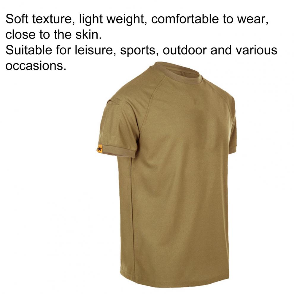 Men T-shirt Summer Unisex Solid Color Quick Drying Military Short Sleeve O Neck Blouse Top for Training Hiking футболка оверсайз