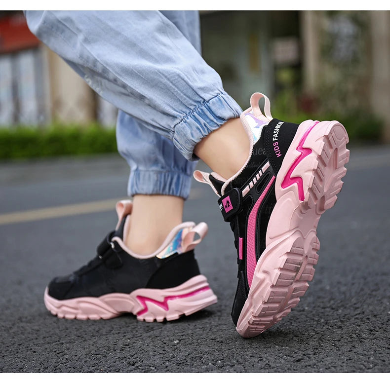 Children Sneakers Casual Shoes for Girls Pink Comfortable Leather Running Sports Kids Girl Flat Breathable Shoes