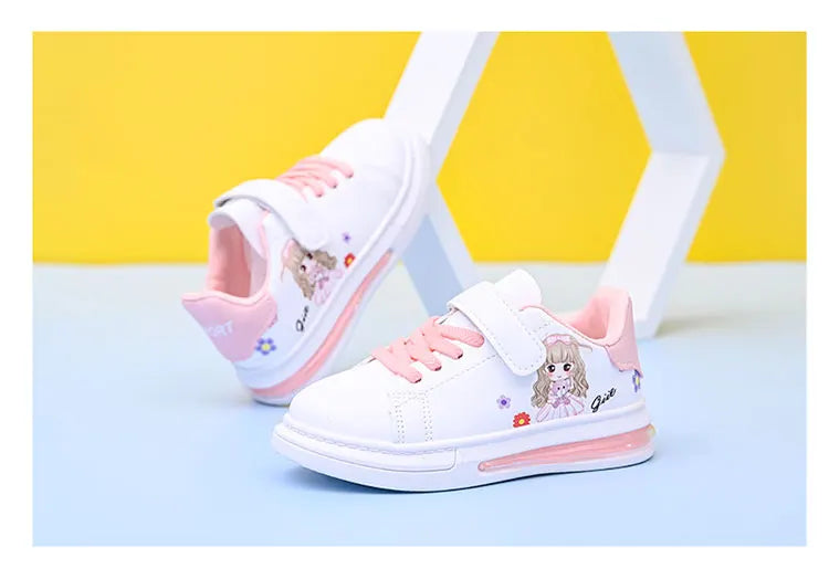 Children's Little White Shoes Girls' Sweet Cute Princess Shoes Spring and Autumn Casual Sneakers Waterproof Student Board Shoes