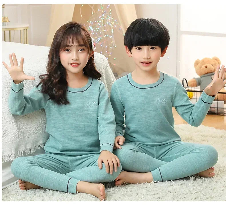 2 4 6 8 10 Yrs Boys Pajamas Baby Winter Thermal Underwear Set Sleepwear Children's Clothing Girls Pijamas Loungewear Kids Pijama