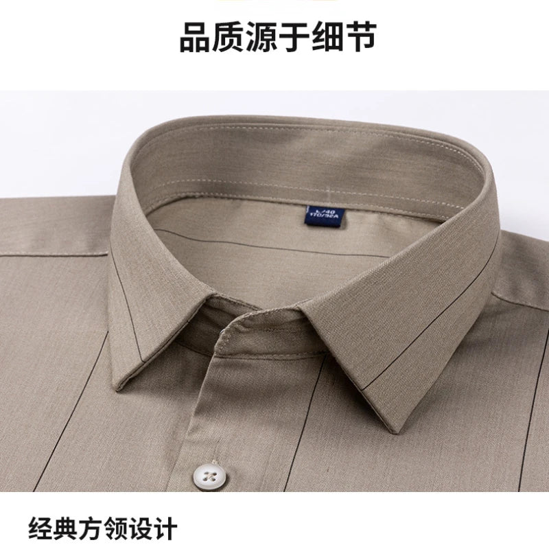 ARWEN & AJH GROUP  spring and autumn new bamboo fiber men's long-sleeved shirt sweat-absorbent and breathable daily casual business men's wear