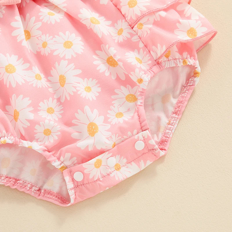 Baby Girl Clothes 3 6 9 12 18 Months Newborn Ruffle Butt  Romper Daisy Overalls Jumpsuit Summer Outfit