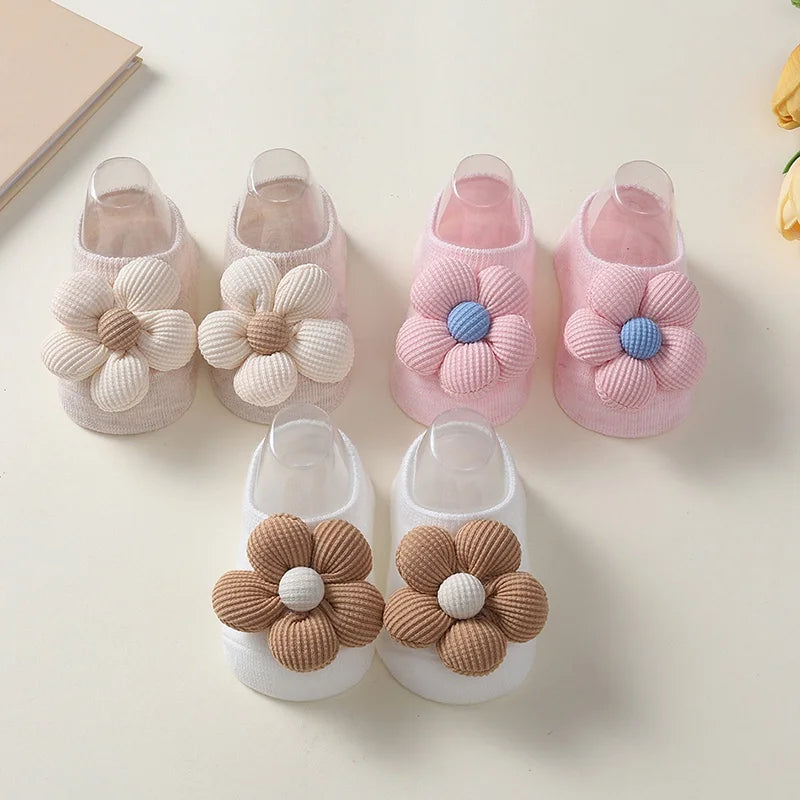 2 Pcs/Set Baby Girls Headband Socks Set Newborn Girls Cute Flowers Toddler Princess Sock Autumn Infant Hair Accessories