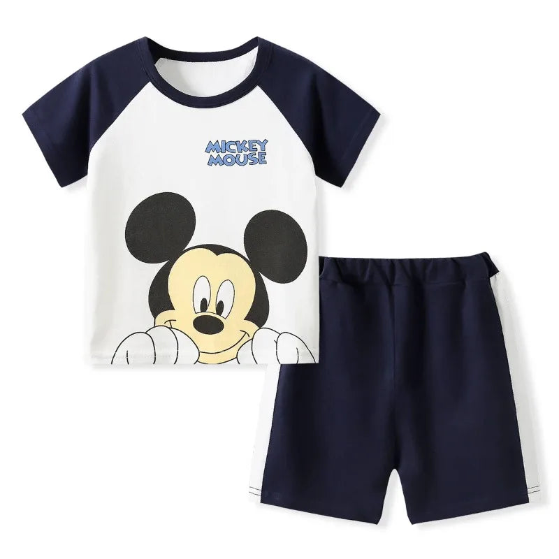 2pc Mickey Baby Summer Clothes Children's Tracksuit Short Sleeved Suit Girls Boys T-shirt + Shorts Outfits Disney Ropa De Niña