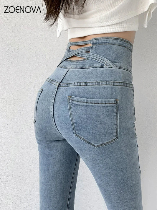 ARWEN & AJH GROUP مجموعه اروين Skinny Pencil Jeans Four Buttons Vintage High Waist Women Slim Stretch Denim Pants Tight Trousers 2022 Women's Pants