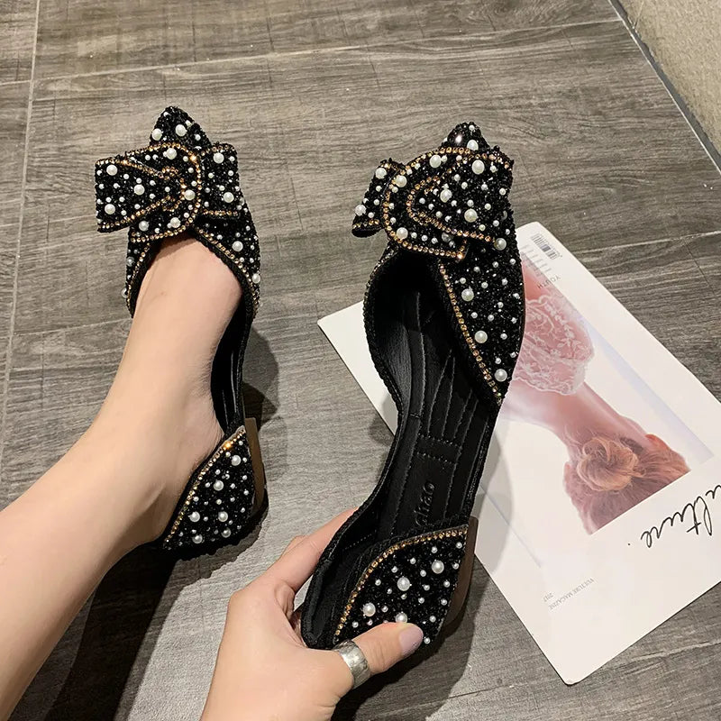 Women Fashion Flat Single Shoes   Autumn Pointed Toe Shoes Flat Loafers Soft Sole Ladies Plus Size 35-43