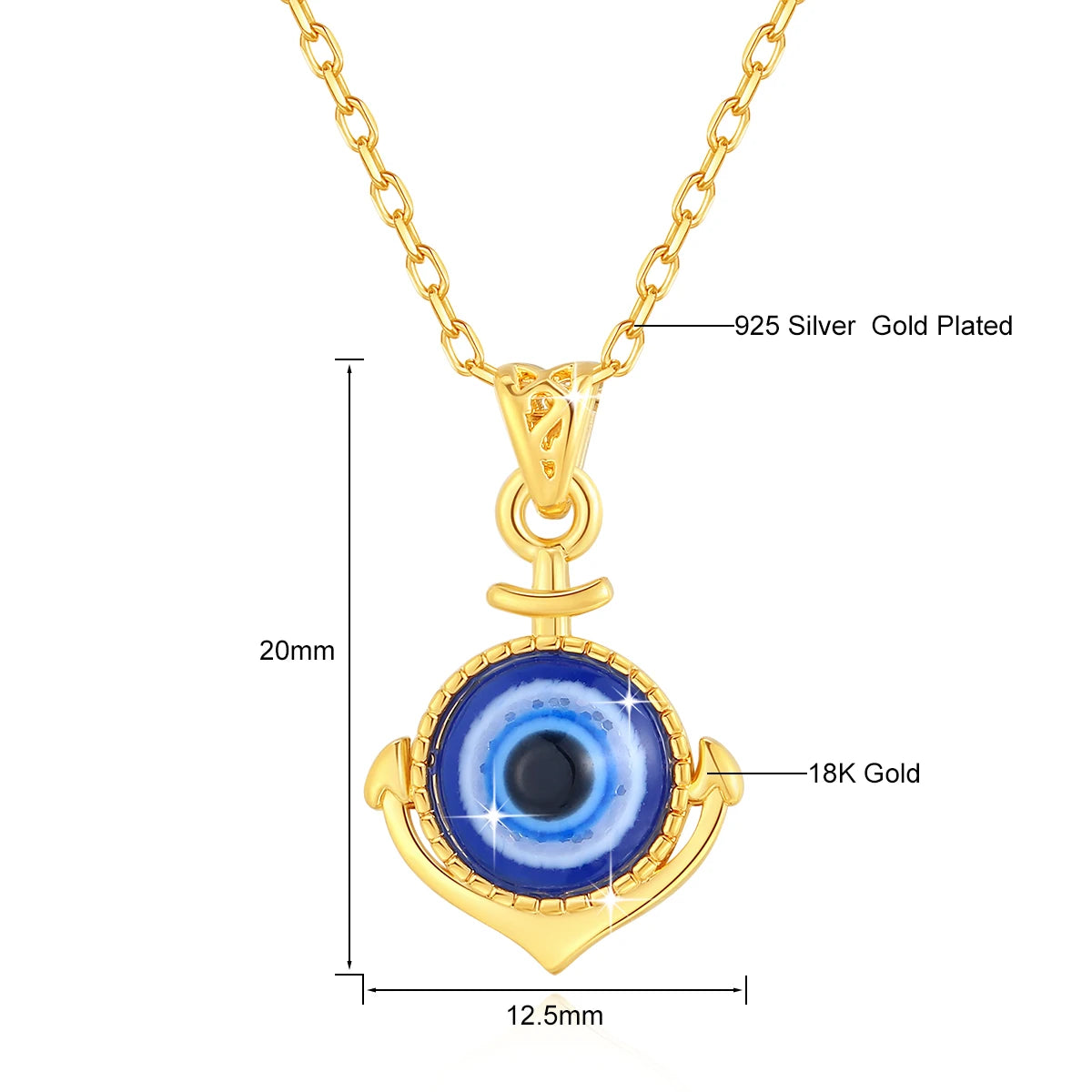 100% Original Evil Eye Necklace Gold 18K With Certificate Trending Jewelry For Female Luxury Turkish  Pendant Birthday Gift New