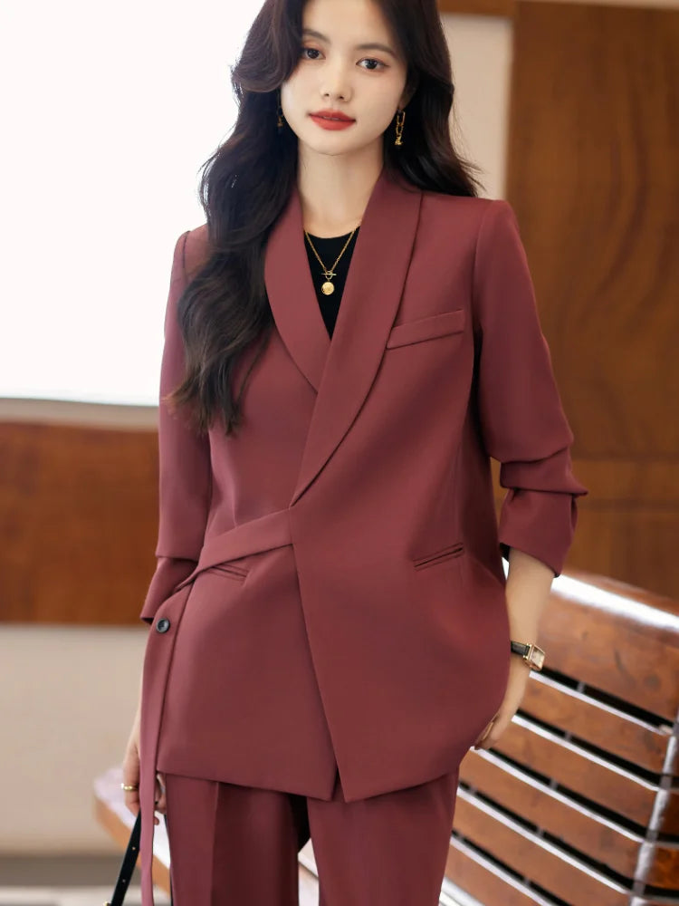 High Quality Fabric Formal Women Business Suits with Pants and Jackets Coat Professional Female Pantsuits Blazers Trousers Set