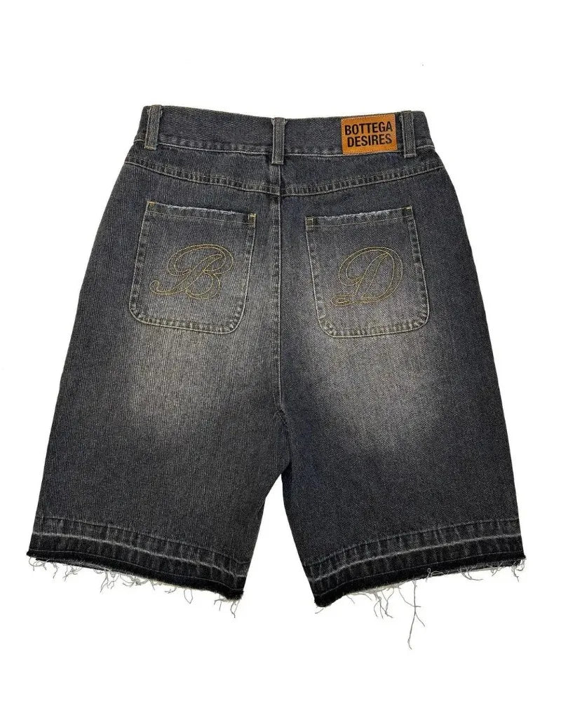 مجموعة اروين التجارية ARWEN&AJH GROUP  2024 European Street letter embroidery simple lazy popular denim shorts for men's clothing 2024 summer punk casual knee-length  baggy pants