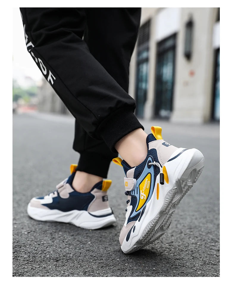 Kids Boy Fashion Trend Casual Sneaker Non-Slip Children's Sports Shoes Breathable Mesh Comfortable Wear