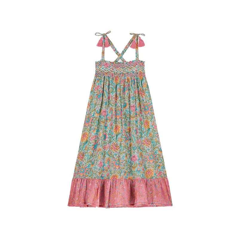 2024 ARWEN AJH  Sumer New  Collection Girls' Printed Floral Sleeveless Halter Dress