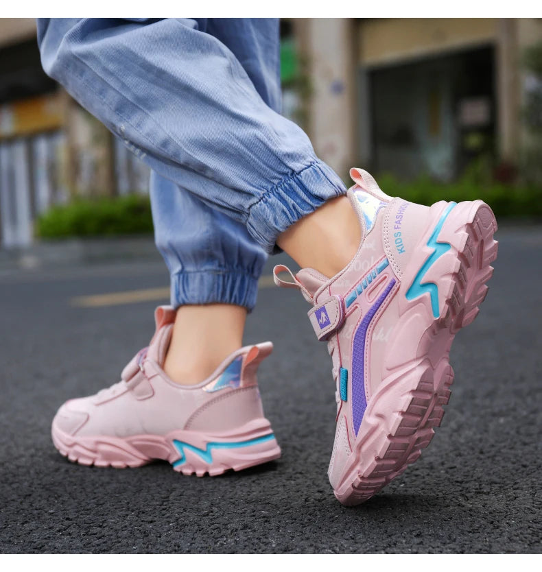 Children Sneakers Casual Shoes for Girls Pink Comfortable Leather Running Sports Kids Girl Flat Breathable Shoes