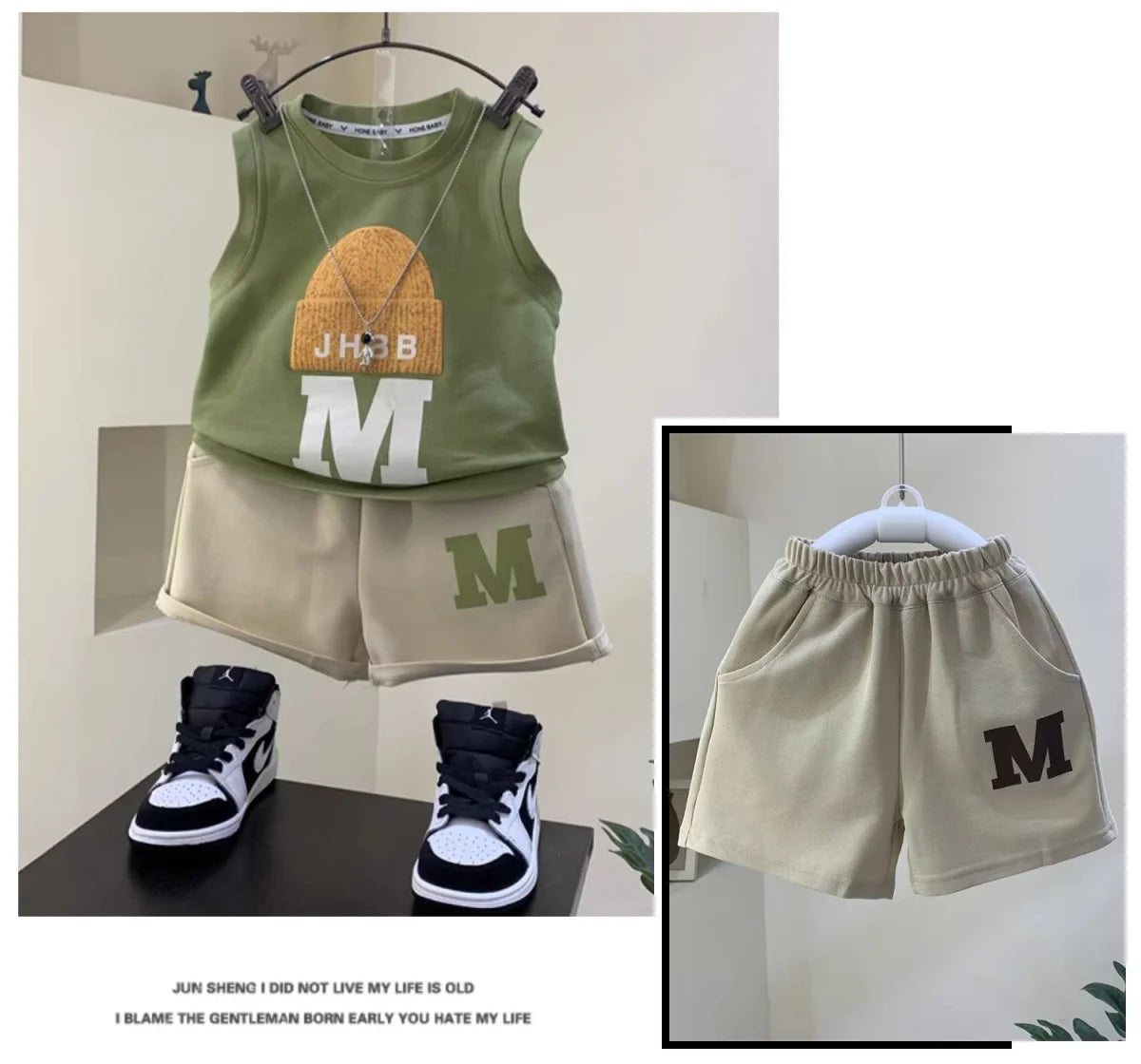 Boys' Summer Vest Set New Fashionable Boys and Baby Sleeveless Clothes Children's T-shirts and Shorts 2-piece Set