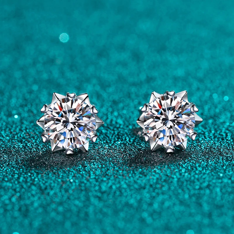 Smyoue 0.3-2CT 100% Real Moissanite Stud Earrings for Women Wedding Sparkling Ear Studs S925 Sterling Silver Jewelry White Gold