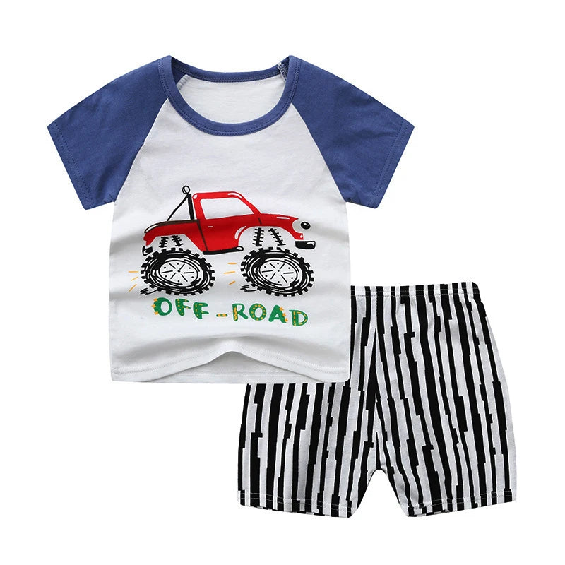 Brand Design 2024 Summer New Baby Clothes Boys Tracksuit Kids Tee+Shorts 2 PC Set Toddler Cartoon Suits Baby Boy Clothes