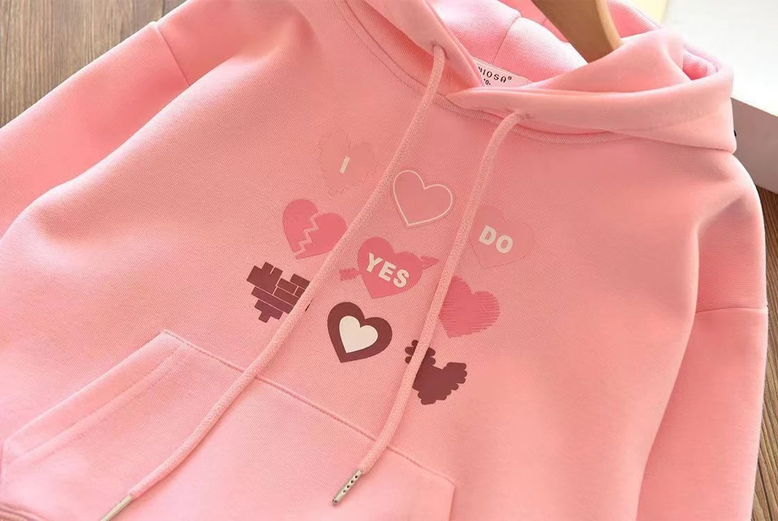 Teenage Girls Sweatshirts Spring Autumn Kids Hoodie Jackets Loose Tops Casual Long Sleeve Children's Clothes 8 10 12 14 Year