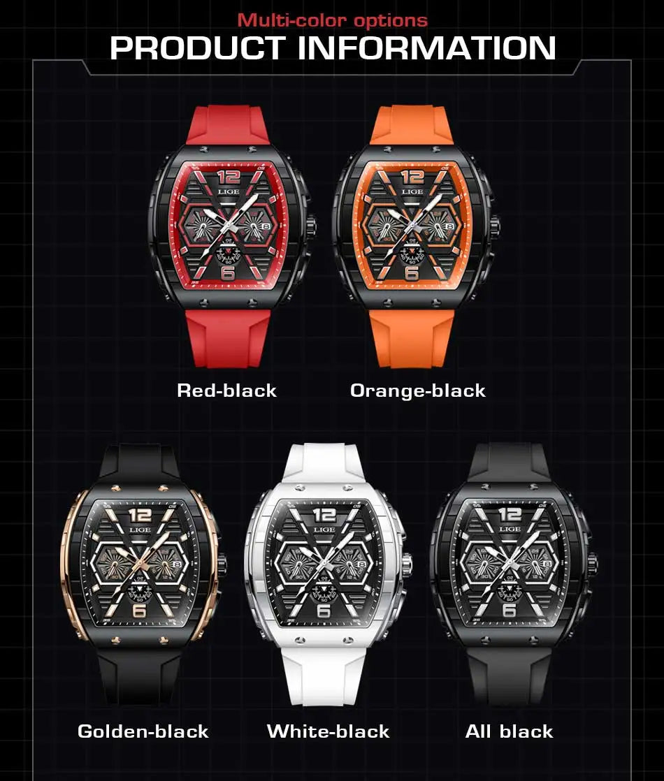 Relogio Masculino LIGE Men Watch Luxury Waterproof Quartz Wristwatch Raise Wrist Luminous Date Sports Silicone Clock Man Watches