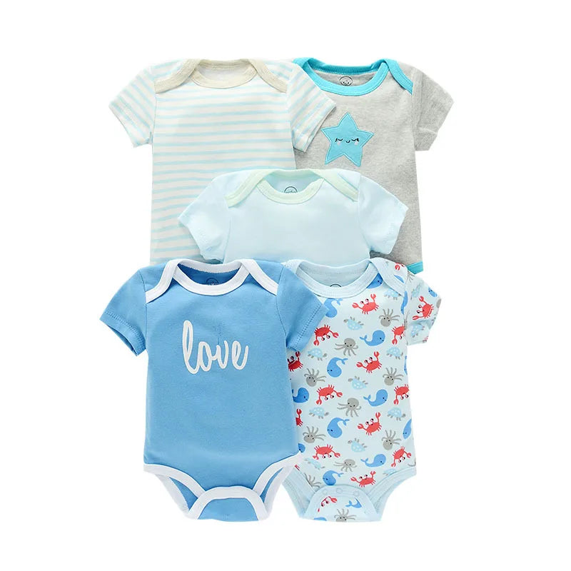 Ircomll 5PCS/lot Baby Boy Girl Clothes Newborn Infant Short Sleeve Cotton Bodysuits for Babies Baby Girl Set Baby Costume