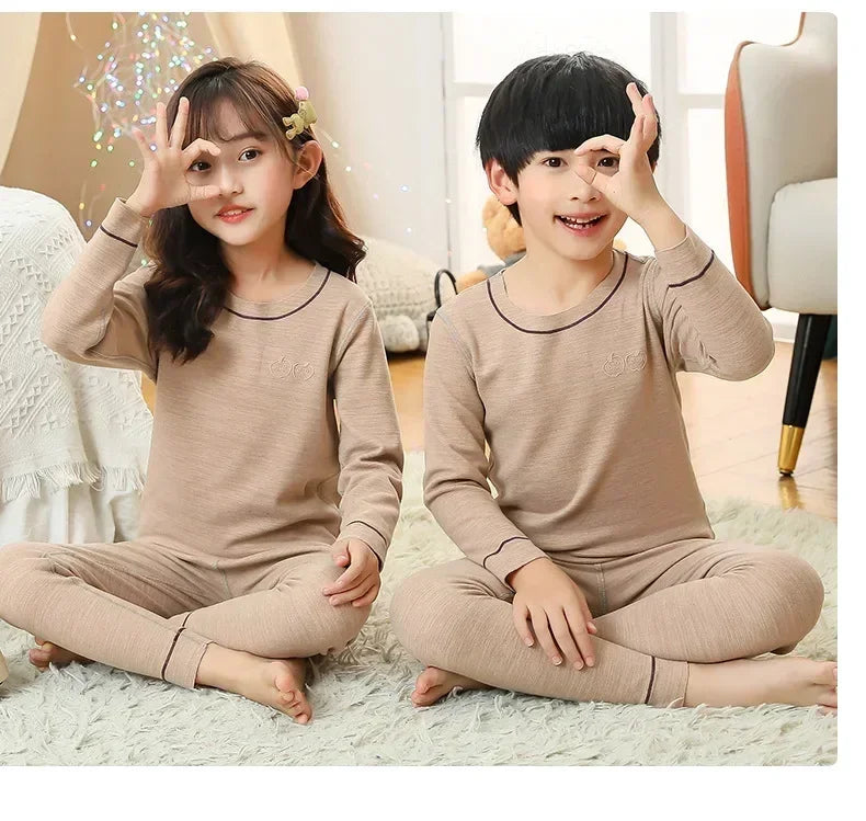 2 4 6 8 10 Yrs Boys Pajamas Baby Winter Thermal Underwear Set Sleepwear Children's Clothing Girls Pijamas Loungewear Kids Pijama