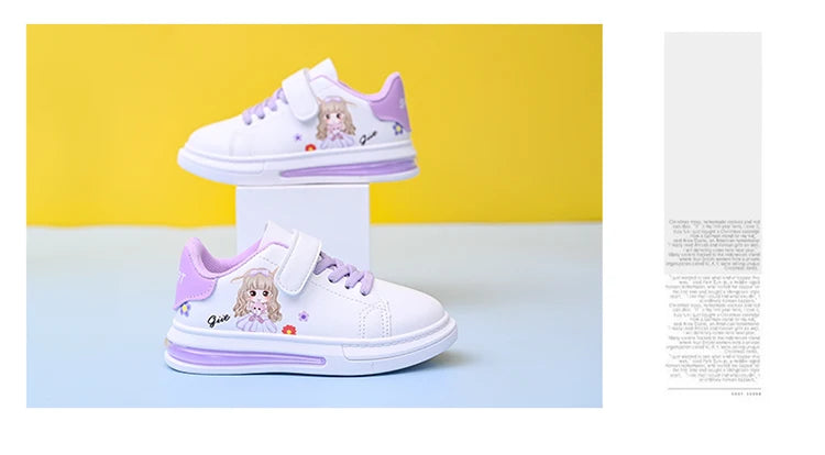 Children's Little White Shoes Girls' Sweet Cute Princess Shoes Spring and Autumn Casual Sneakers Waterproof Student Board Shoes