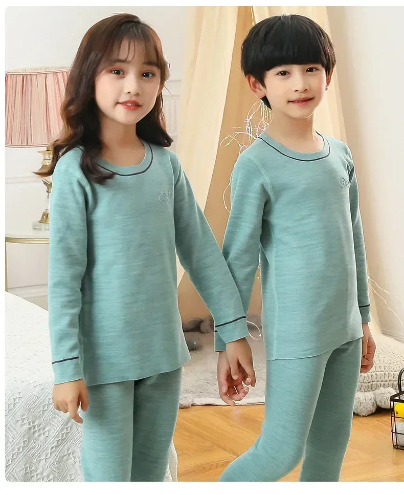 2 4 6 8 10 Yrs Boys Pajamas Baby Winter Thermal Underwear Set Sleepwear Children's Clothing Girls Pijamas Loungewear Kids Pijama