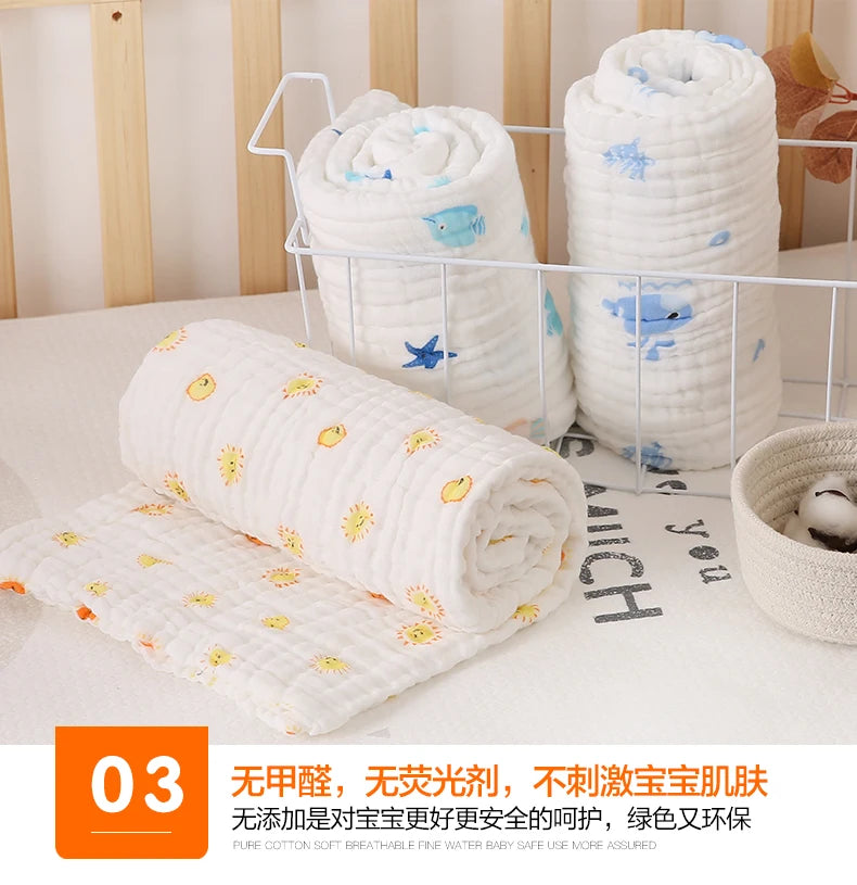 Cotton Baby Bath Towel Boys Girls Towel Blanket For Newborn Baby Bathrobe 6 Layers Gauze Washcloth Infant Swaddle