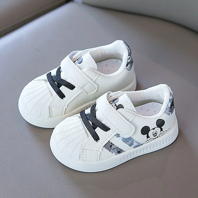 Disney White Casual Shoes For Baby Boy Girl Brand Children Sneaker Mickey Mouse Kids Sports Shoes Toddler Walking Shoes Size 25