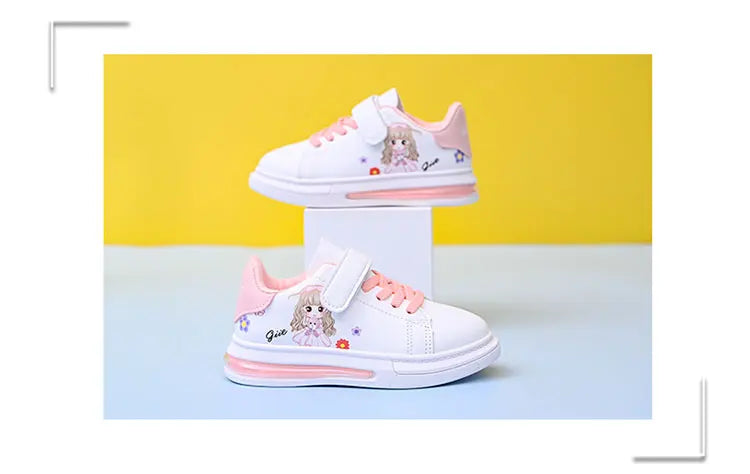 Children's Little White Shoes Girls' Sweet Cute Princess Shoes Spring and Autumn Casual Sneakers Waterproof Student Board Shoes