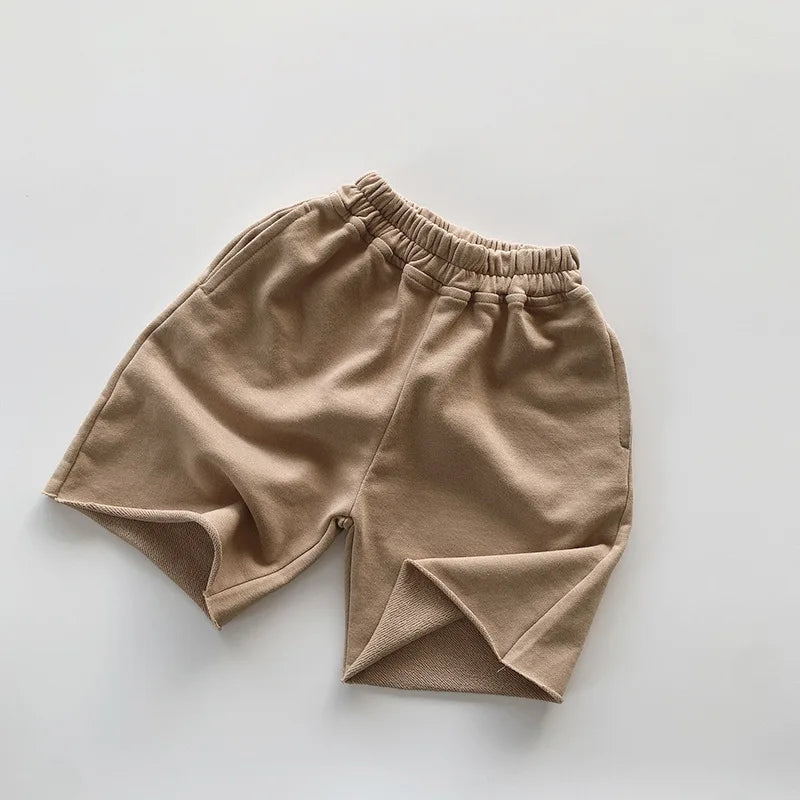 مجموعة اروين ARWEN&AJH GROUP 2024Summer Kid Girl Smooth Fashion Solid Comfortable Shorts Toddler Boy Cotton Straight Wide Leg Short Pants Children Clothes